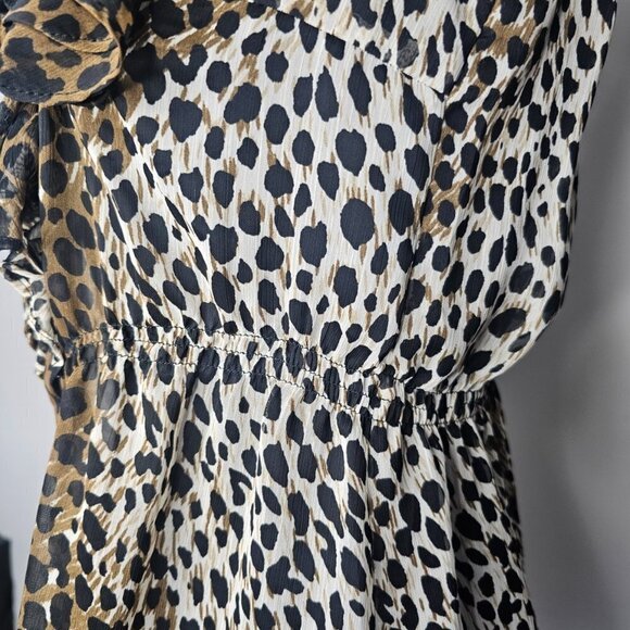 Women's Leopard Print Sheer Ruffled Blouse, Size Small - Picture 17 of 17